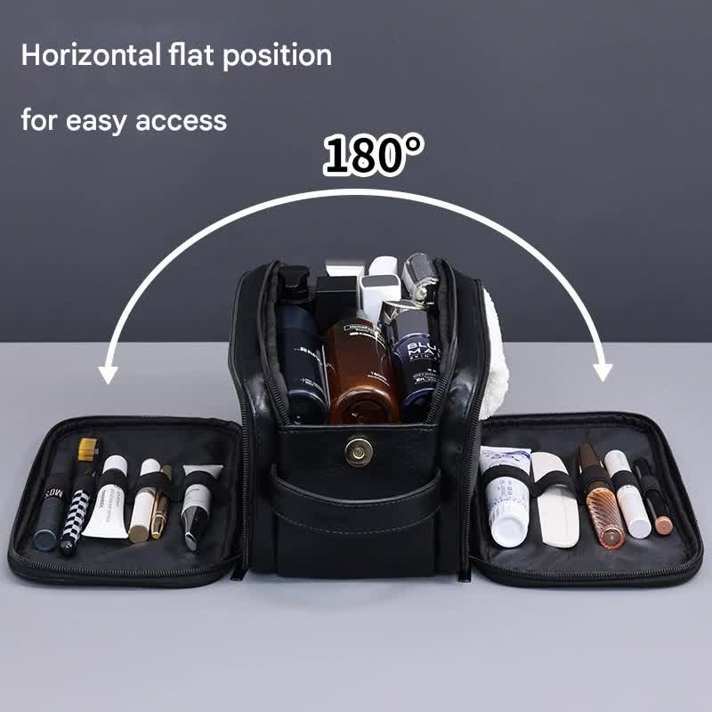 Large Capacity PU Leather Toiletry Bag - Multi-Compartment Dopp Kit & Cosmetic view 2