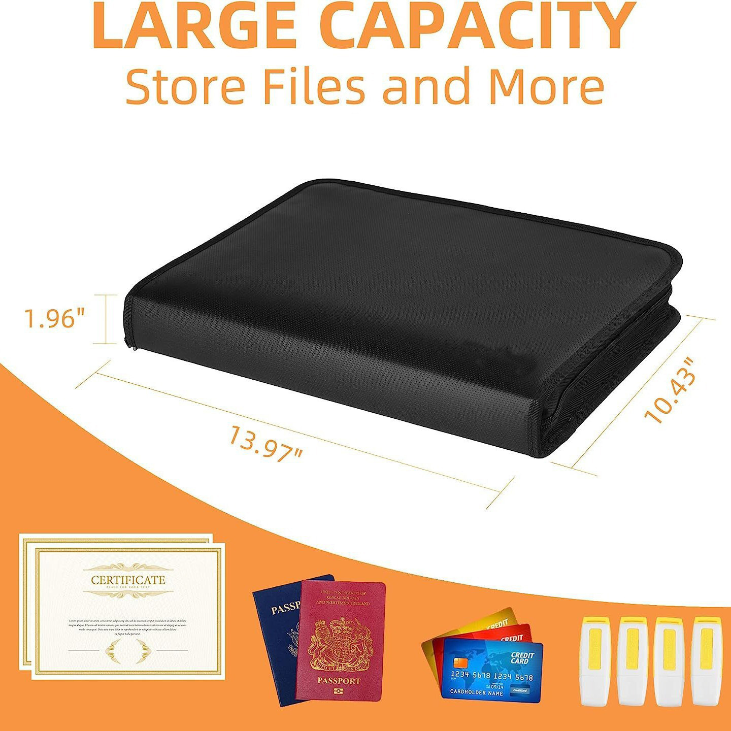 Fireproof & Waterproof Expanding File Folder Organizer with Zipper - Large