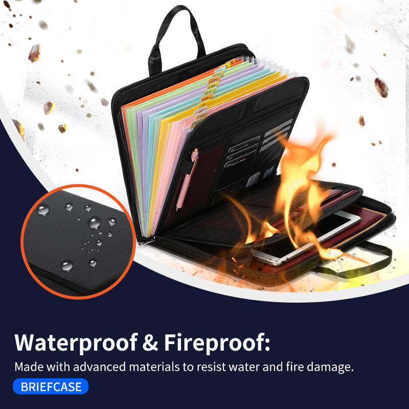Fireproof & Waterproof Expanding File Folder Organizer with Zipper - Large