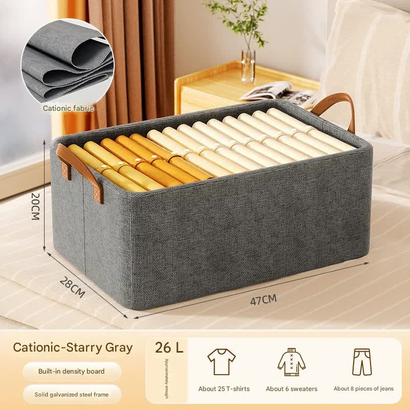 2pc Foldable Fabric Storage Bin with Steel Frame & Handles - 26L Stackable