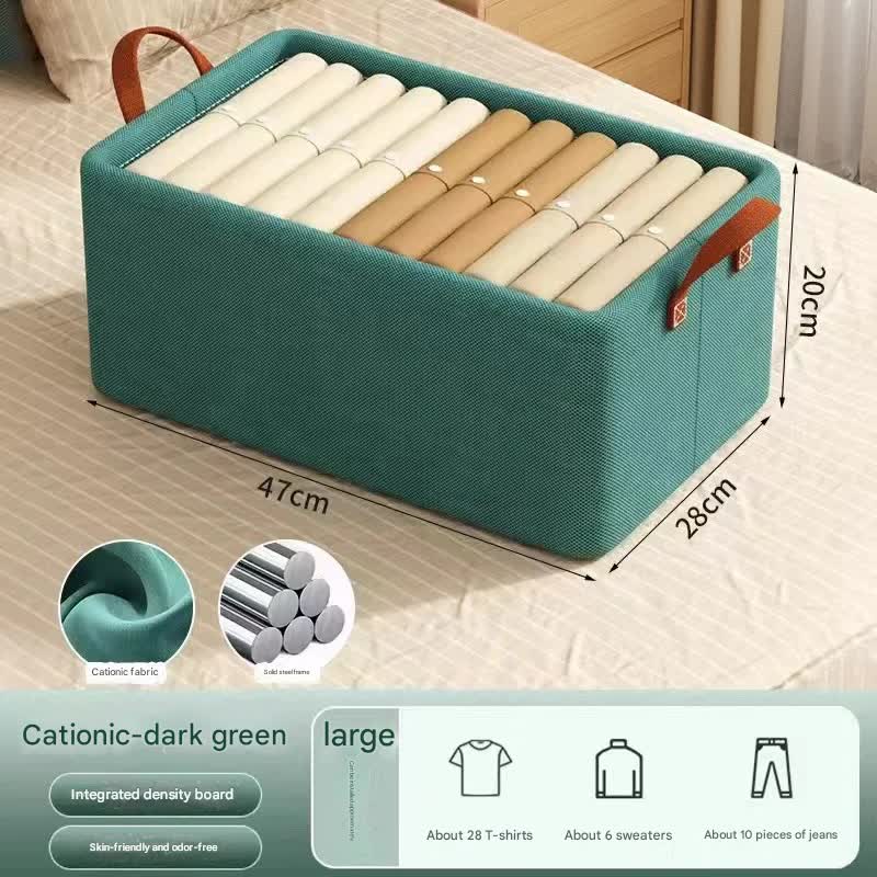2pc Foldable Fabric Storage Bin with Steel Frame & Handles - 26L Stackable