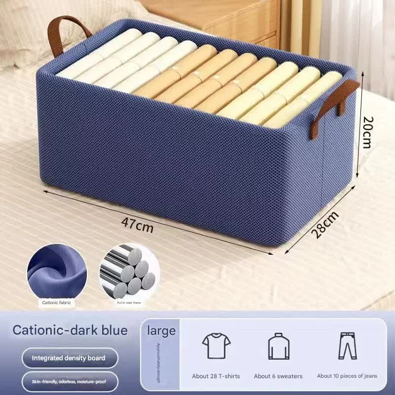 2pc Foldable Fabric Storage Bin with Steel Frame & Handles - 26L Stackable