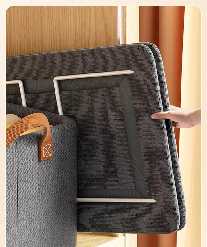 2pc Foldable Fabric Storage Bin with Steel Frame & Handles - 26L Stackable view 5
