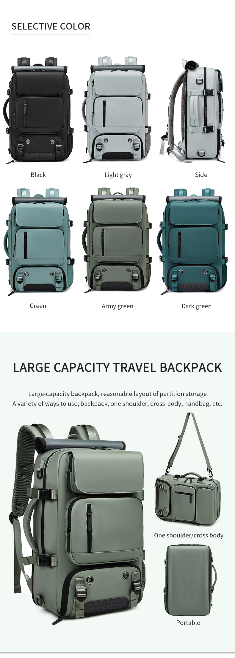 4-in-1 Convertible Travel Backpack & Briefcase - Large Capacity view 2