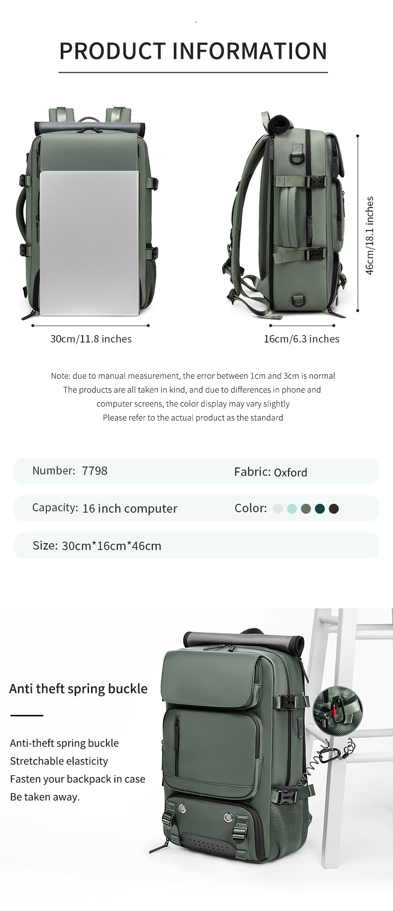 4-in-1 Convertible Travel Backpack & Briefcase - Large Capacity view 3