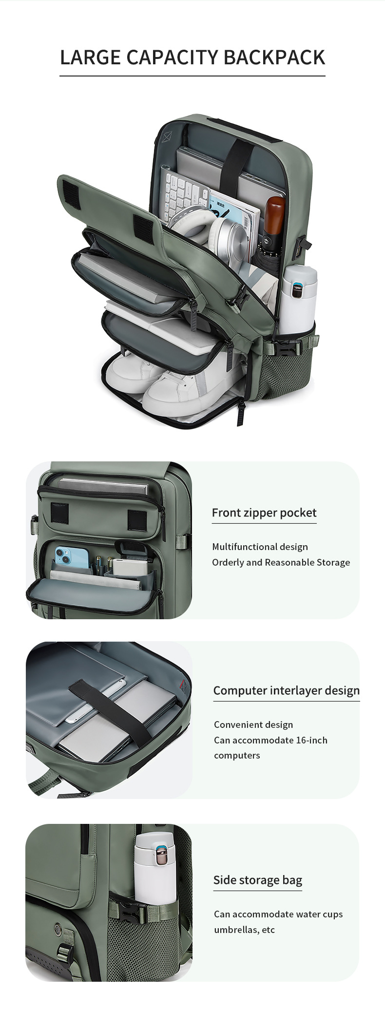 4-in-1 Convertible Travel Backpack & Briefcase - Large Capacity view 5
