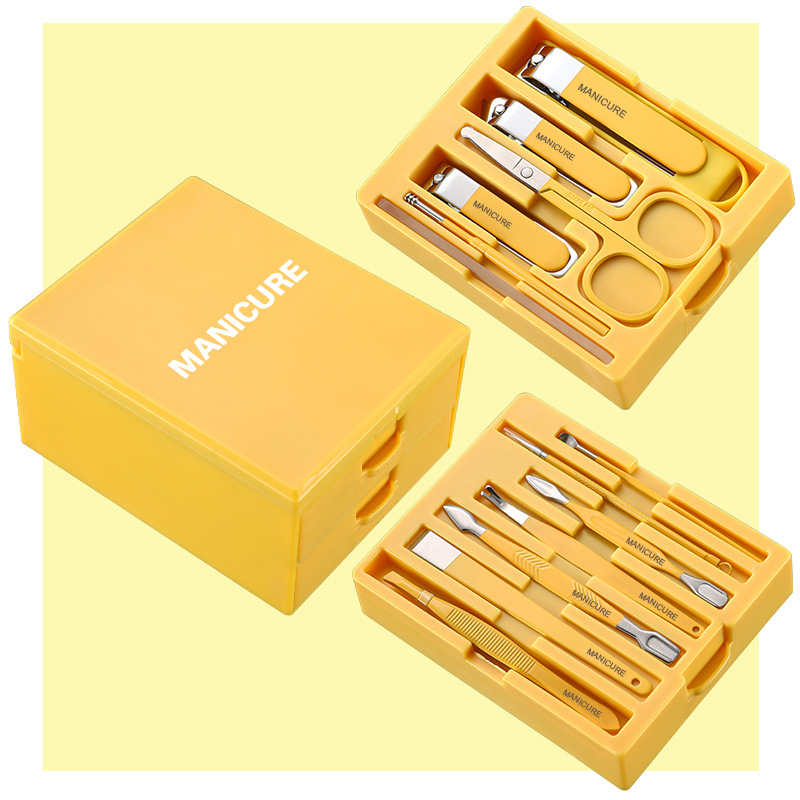 Yellow Professional 13-Piece Manicure & Pedicure Set - Anti-Splash Carbon