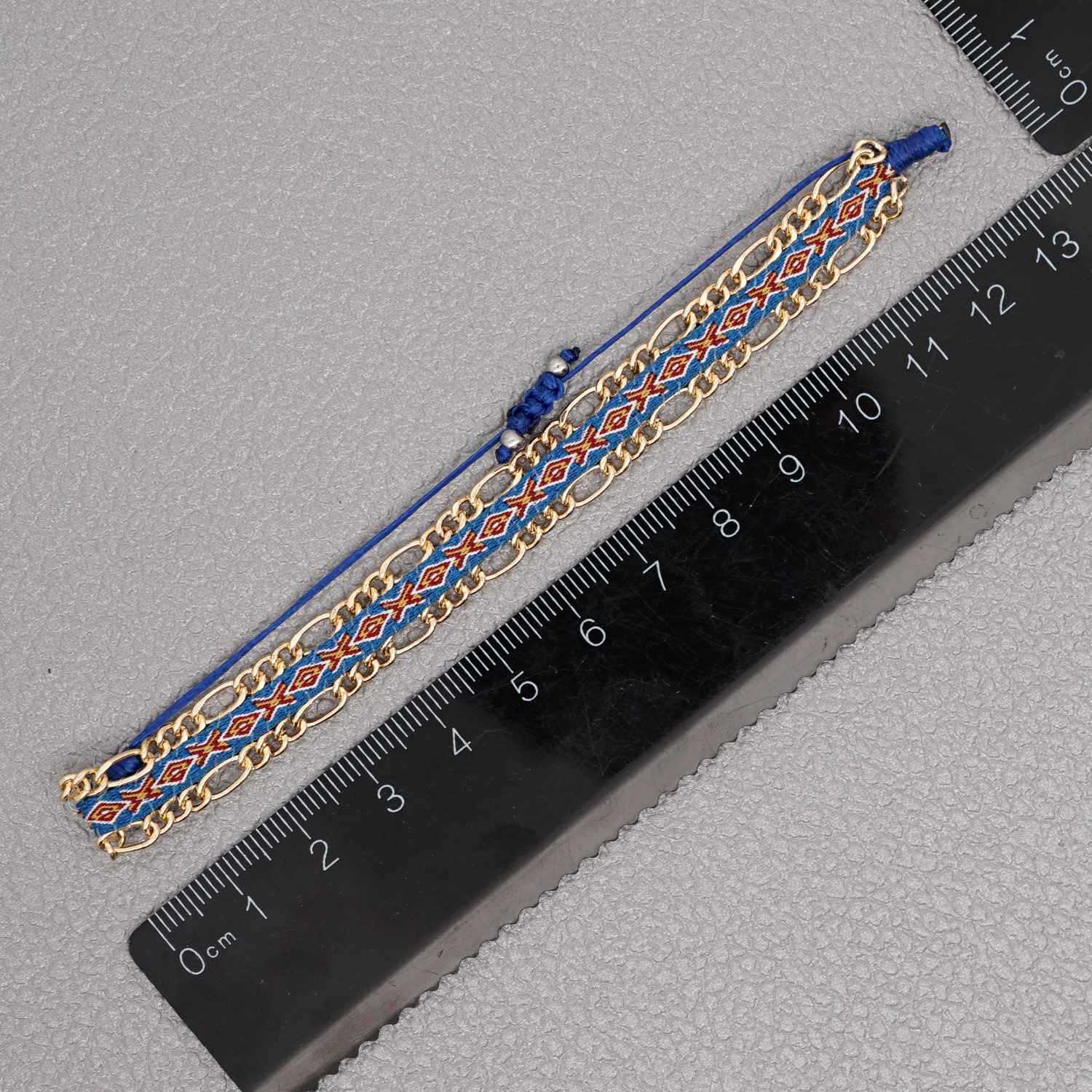 Blue Style Artisan Boho Beaded Bracelet - Handmade Woven Friendship Band with view 2