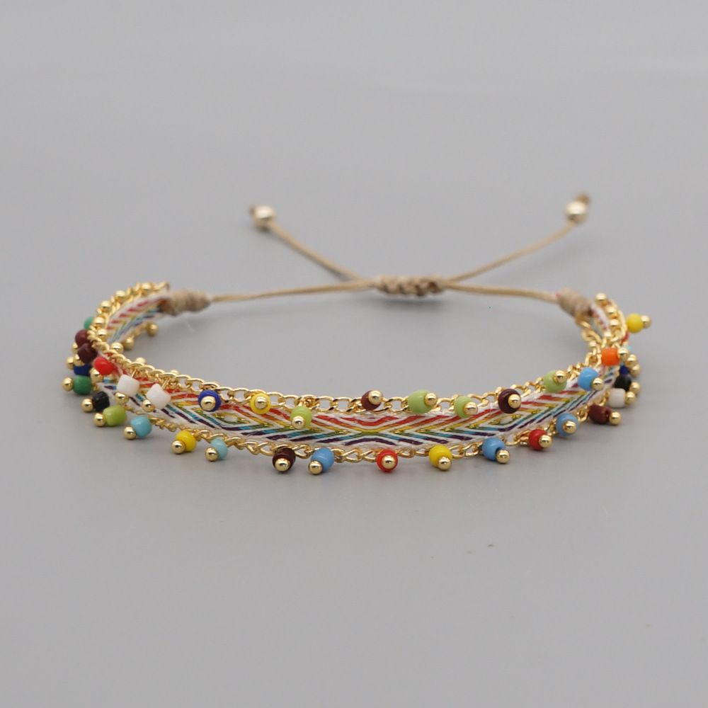 Multicolor Style Artisan Boho Beaded Bracelet - Handmade Woven Friendship Band