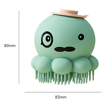 Purple 2-Pack Pet Bath Brush with Shampoo Dispenser - Soft Silicone Massager view 2