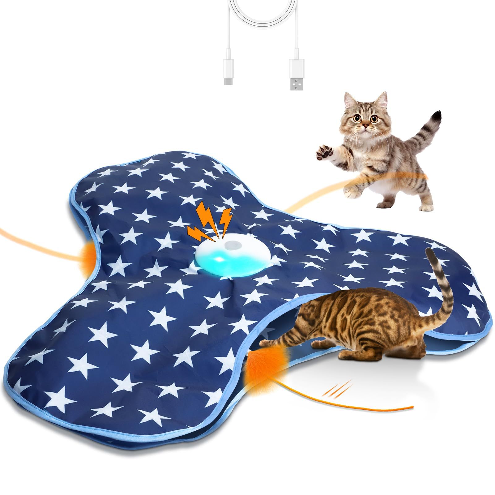 Dark Blue Interactive Cat Play Tunnel & Hunting Cover - Self-Entertaining Pet