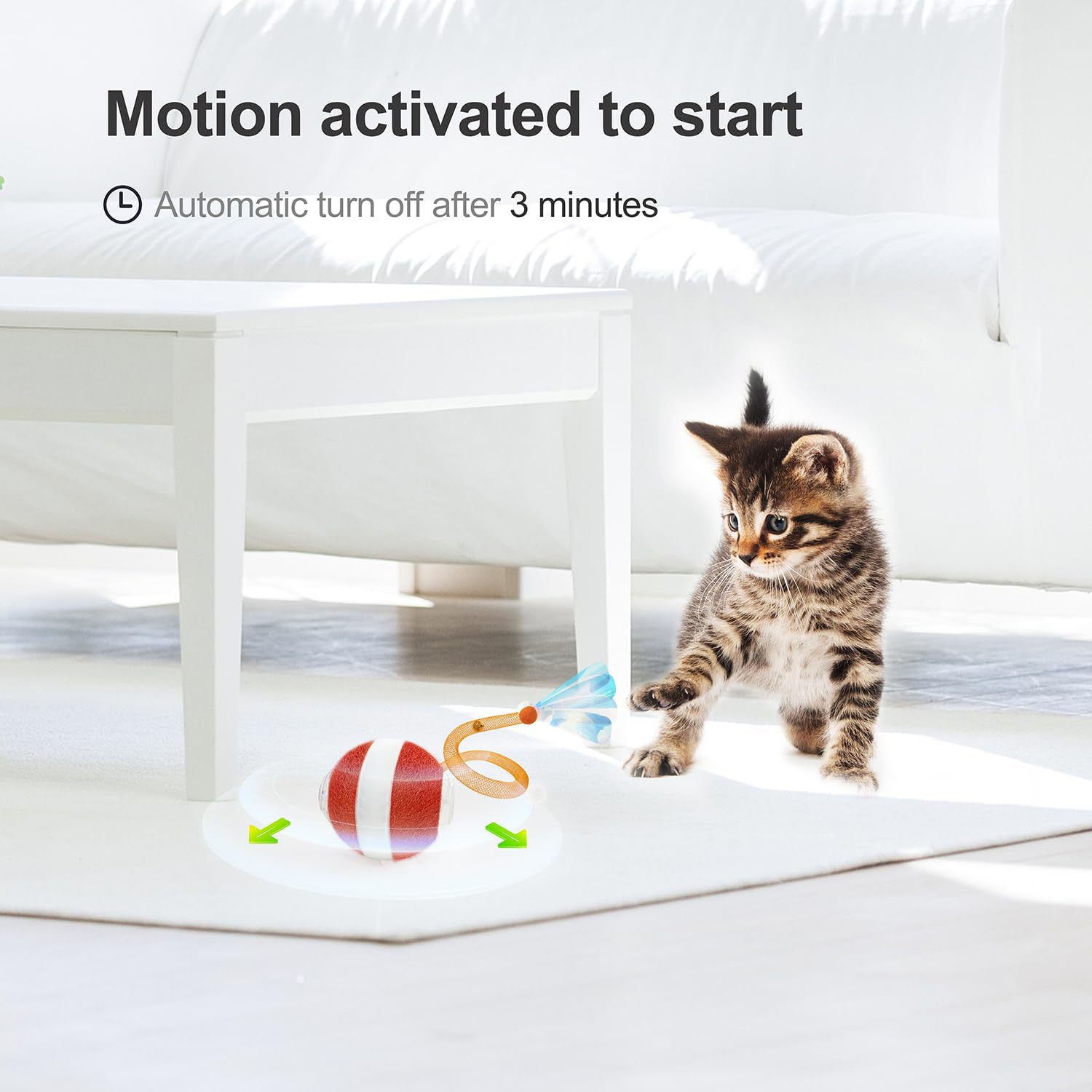 Blue Interactive Smart Electric Cat Toy Ball - Automatic Irregular Rolling view 5