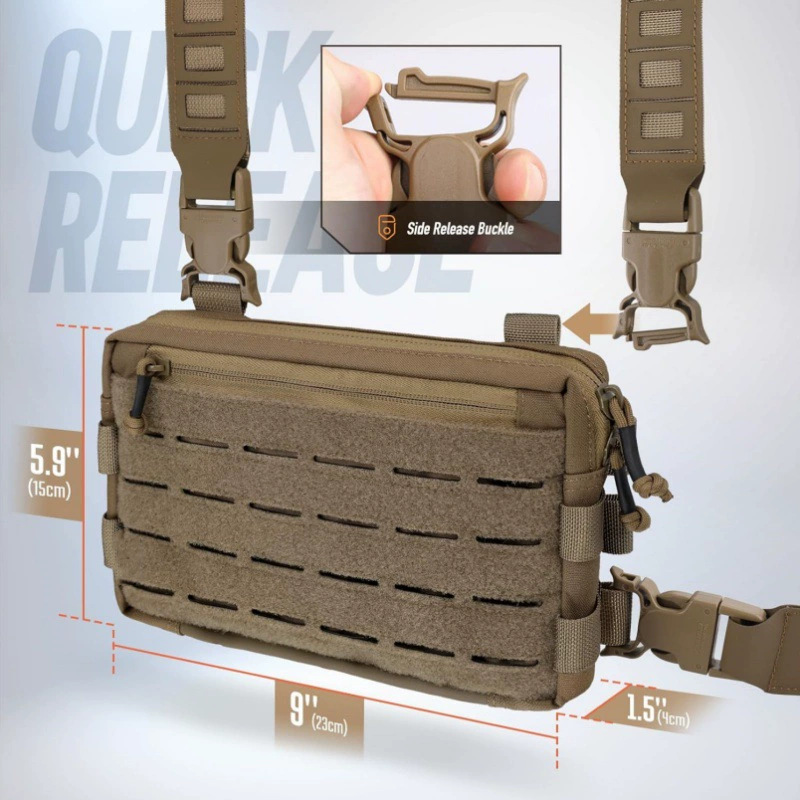 Black Minimalist Tactical Chest Rig - Lightweight Recon Pouch with Laser-Cut view 2