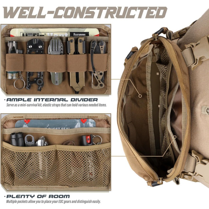 Black Minimalist Tactical Chest Rig - Lightweight Recon Pouch with Laser-Cut view 3