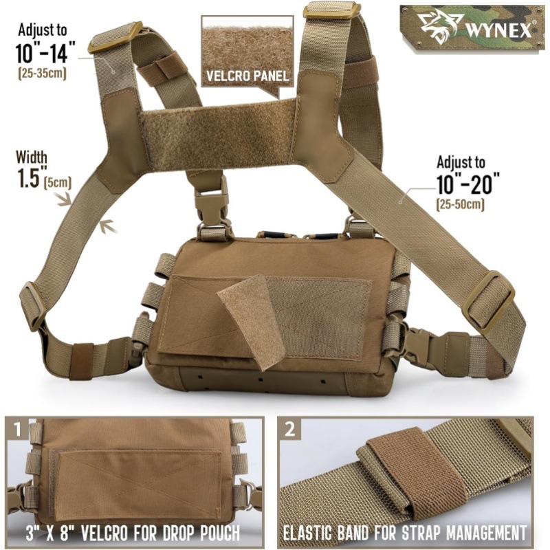 Black Minimalist Tactical Chest Rig - Lightweight Recon Pouch with Laser-Cut view 4