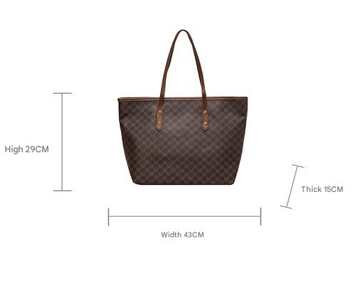 Coffee Chic Monogram Print Tote Bag - Large Capacity Shoulder Handbag for Work view 2