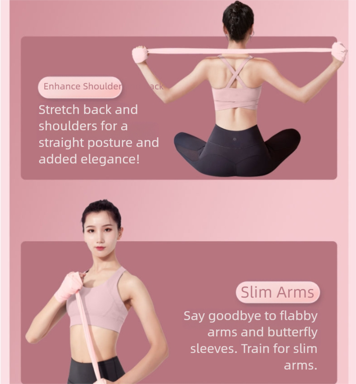 Pink Thickened 1.5m [45 lbs] Yoga & Fitness Resistance Stretch Bands (Set of view 2