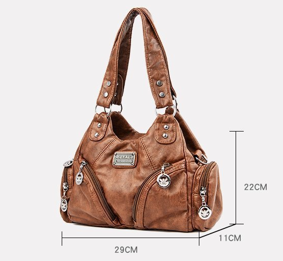 Brown Vintage Soft Leather Hobo Bag for Women - Multi-Pocket Shoulder Purse & view 2