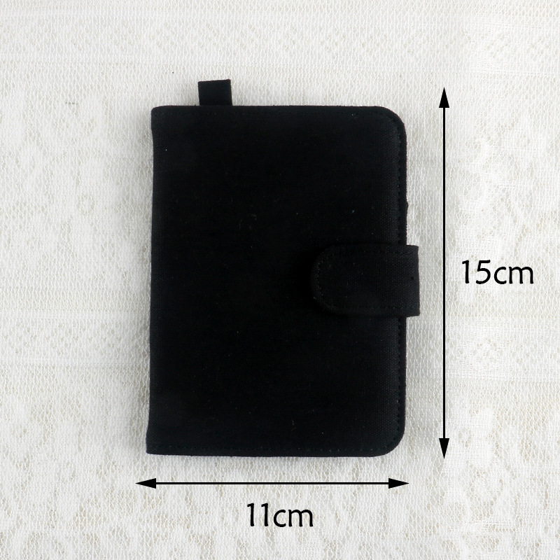 Black DIY Canvas Passport Holder with 4 Random Patches - Customizable Travel