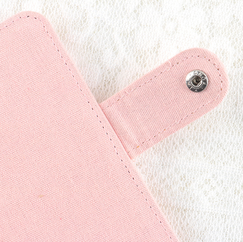 Pink DIY Canvas Passport Holder with 4 Random Patches - Customizable Travel view 3