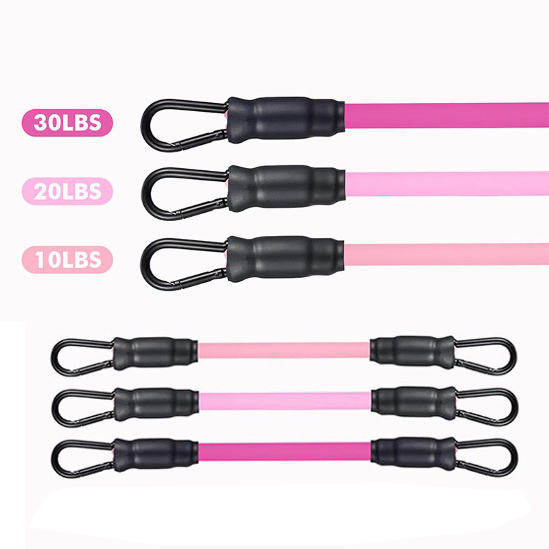 Pink Silver Snap Resistance Bands Set with Ankle Straps for Glute Kickbacks & view 4