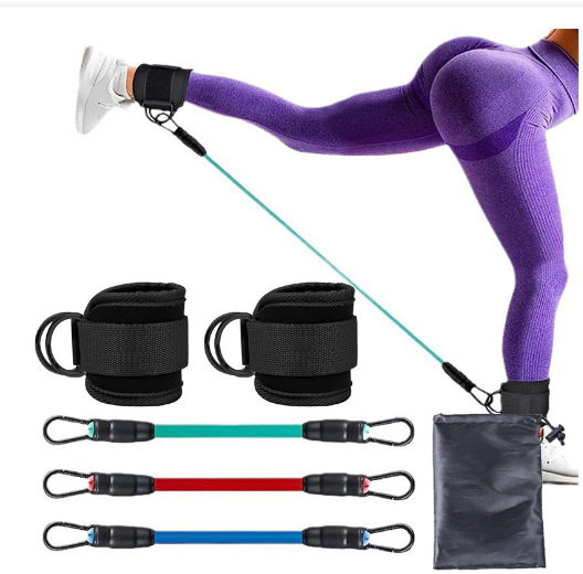 Red-blue-green Black SnapResistance Bands Set with Ankle Straps for Glute