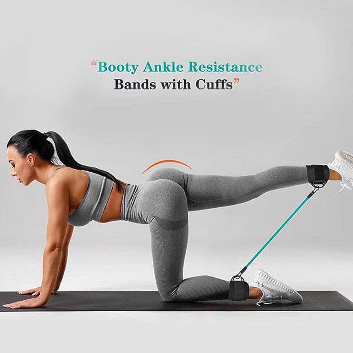 Red-blue-green Black SnapResistance Bands Set with Ankle Straps for Glute view 3