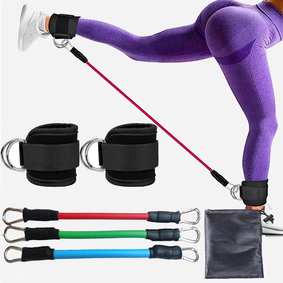 Red-blue-green Silver SnapResistance Bands Set with Ankle Straps for Glute