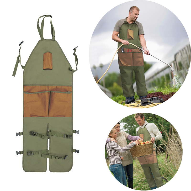 Brown Pocket Heavy-Duty Gardening Apron with Adjustable Straps and view 2