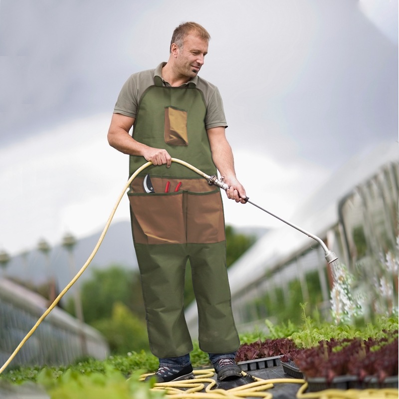 Brown Pocket Heavy-Duty Gardening Apron with Adjustable Straps and view 4