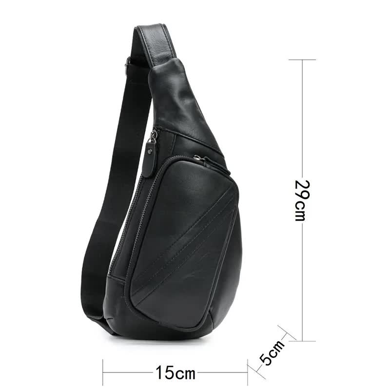 Brown Men's Leather Sling Backpack - Casual Crossbody Chest Bag view 2