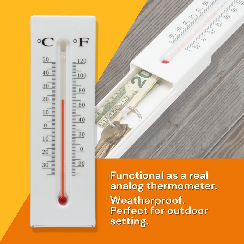 2-Pack Outdoor Fake Thermometer Diversion Safe - Hidden Key view 3
