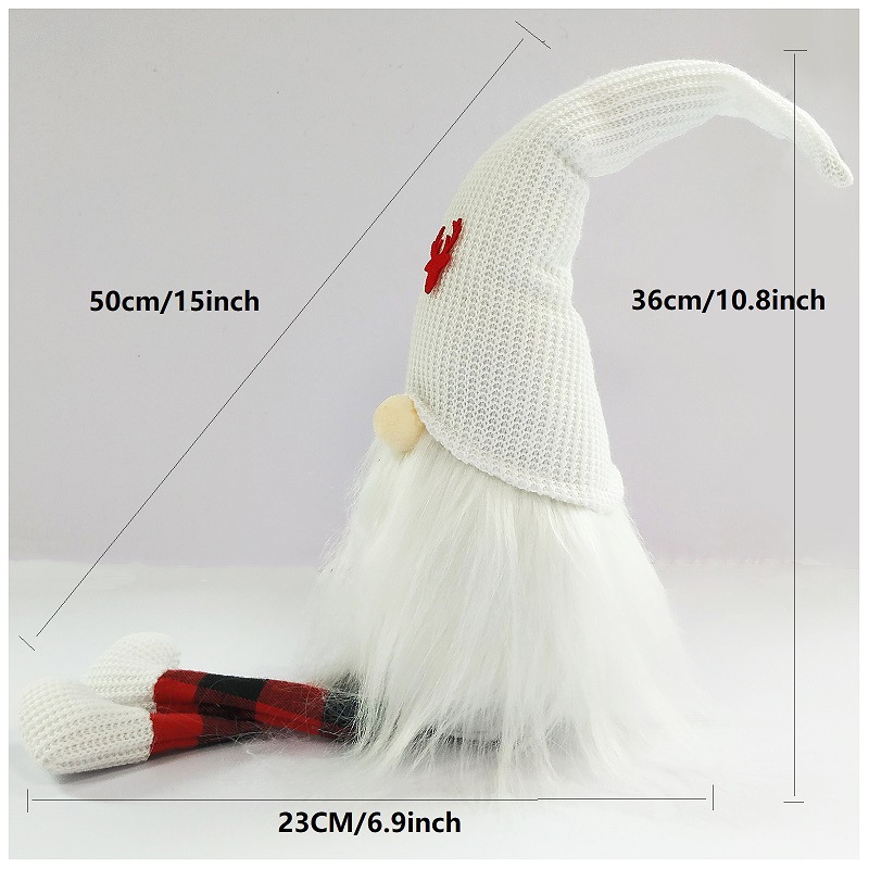 2-Pack Christmas Gnome Decorations - Red & White Long Leg Faceless Santa Elf view 2