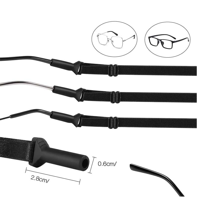 10-Pack Adjustable Sport Eyewear Retainer Straps - Black Anti-Slip Glasses view 2