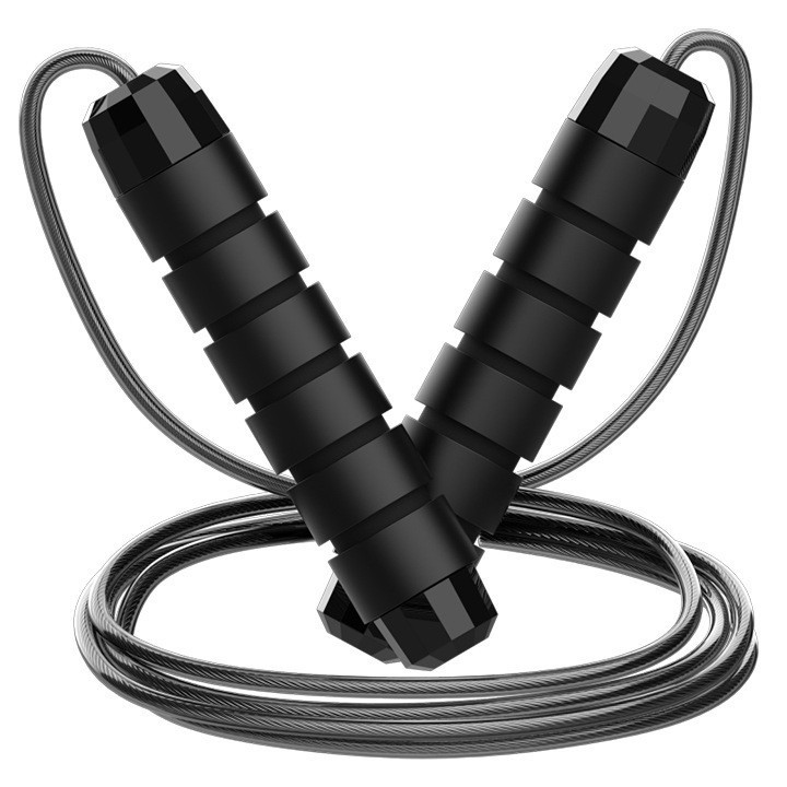 5 PCS Black Adjustable Steel Wire Speed Jump Rope Set - Professional Fitness