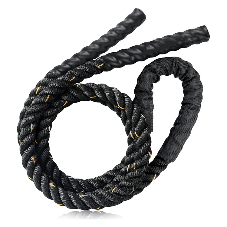 Black-gold Heavy Duty Battle Rope for Jumping (25mm) - Intense Full-Body