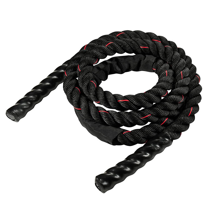 Black-red Heavy Duty Battle Rope for Jumping (25mm) - Intense Full-Body