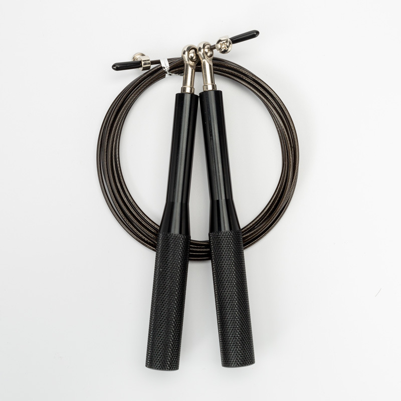 2PCS Black Pro-Grade Speed Jump Rope with Knurled Aluminum Handles - Ball