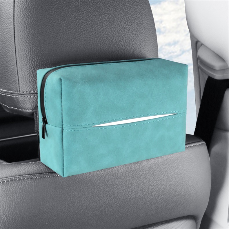Blue 2-Pack Luxury Faux Suede Car Tissue Box - Visor Clip & Strap for Armrest — image 1