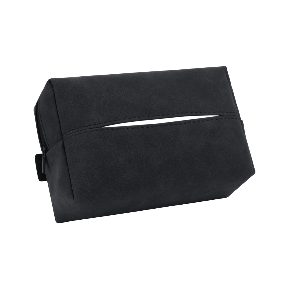 Grey 2-Pack Luxury Faux Suede Car Tissue Box - Visor Clip & Strap for Armrest view 2