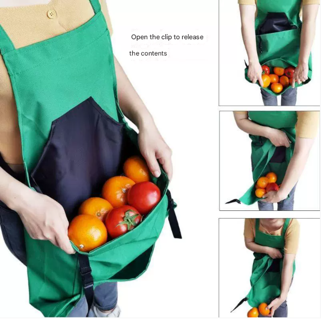 BLue Heavy-Duty Garden Harvesting Apron - Waterproof Fruit Picking Bag with view 3