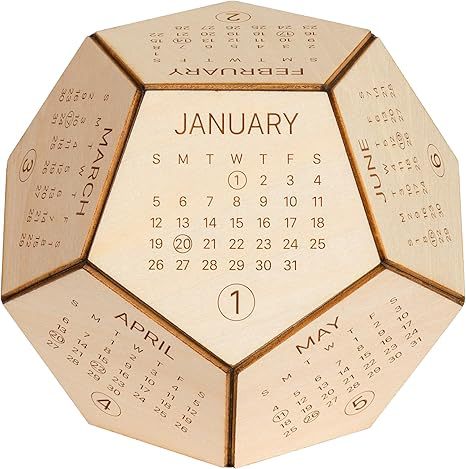 Unique Geometric Wooden Perpetual Desk Calendar - Manual DIY Block Calendar view 2