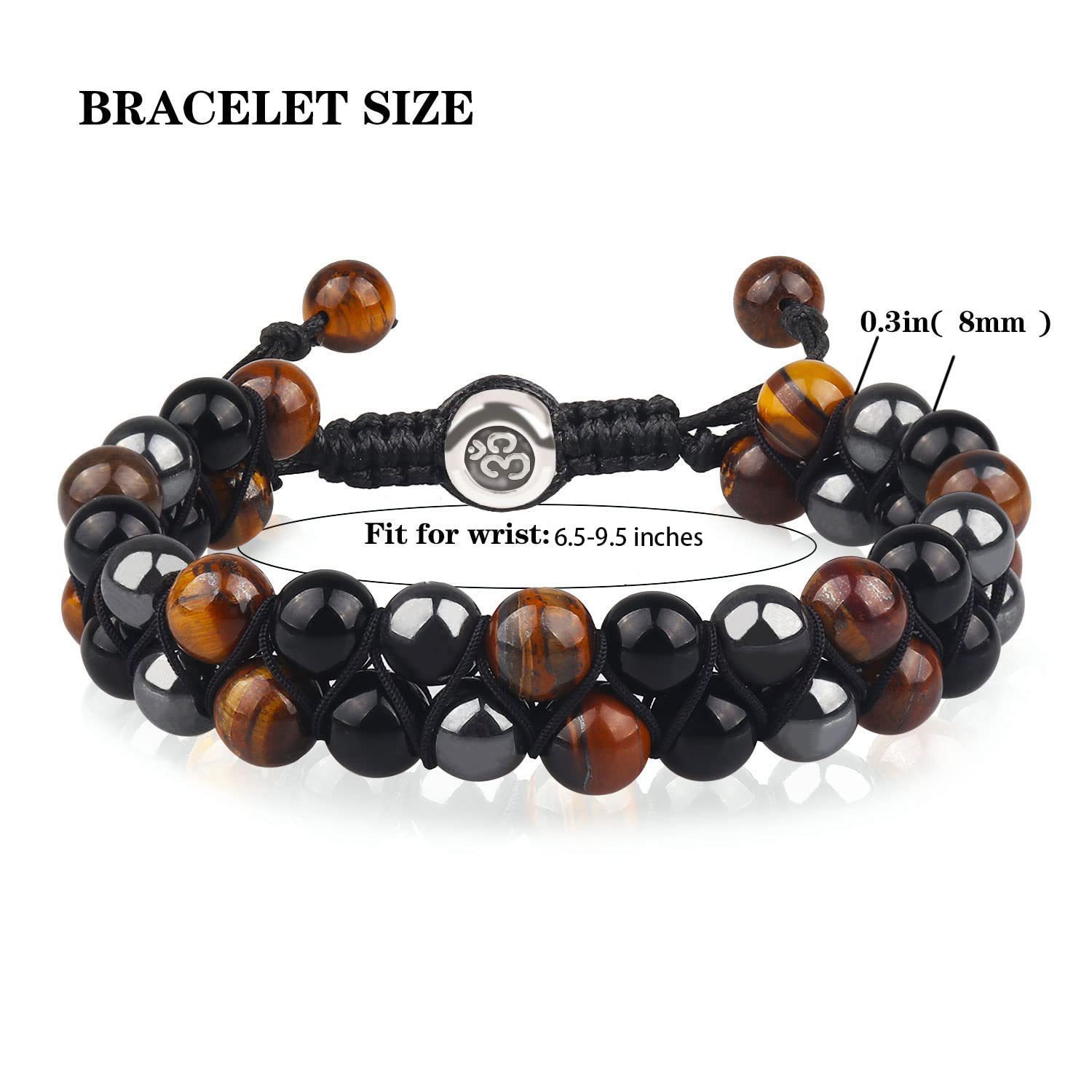 (2-Pack) Triple Protection Crystal Bracelet Set - Hand-Braided Tiger Eye view 2