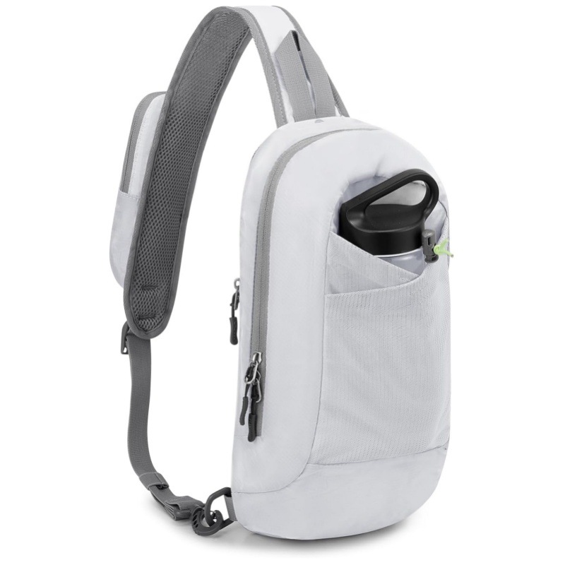 White Lightweight Crossbody Sling Bag - Versatile Chest Daypack for Hiking