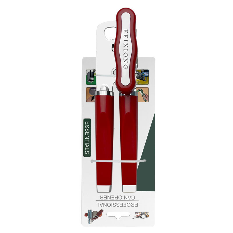 Red (2-Pack) Heavy-Duty Manual Can Opener - Ergonomic 3-in-1 Tool with