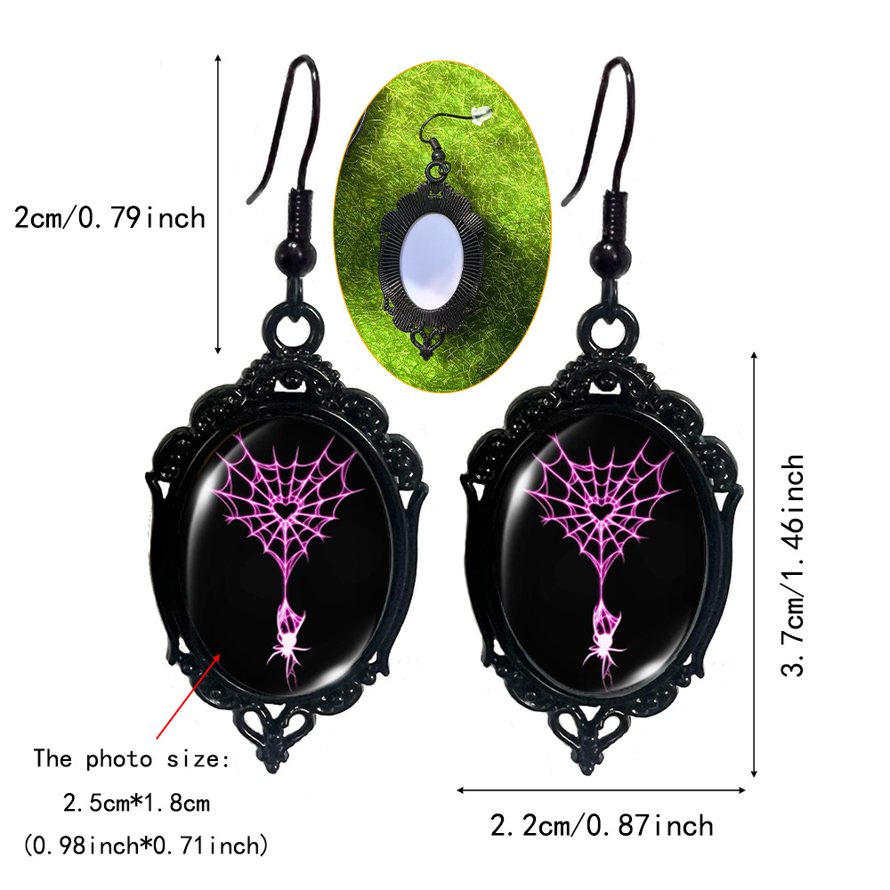 (Assorted 4-Pair Set) Gothic Spider Dangle Earrings - Vintage Black Frame view 2