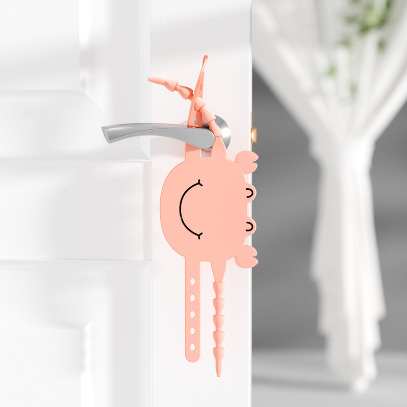 Pink (6-Pack) Cute Crab Door Slam Stopper Set- Silicone Anti-Pinch & Quiet