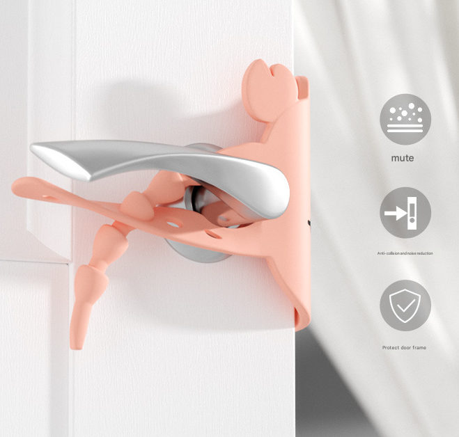 Pink (6-Pack) Cute Crab Door Slam Stopper Set- Silicone Anti-Pinch & Quiet view 4