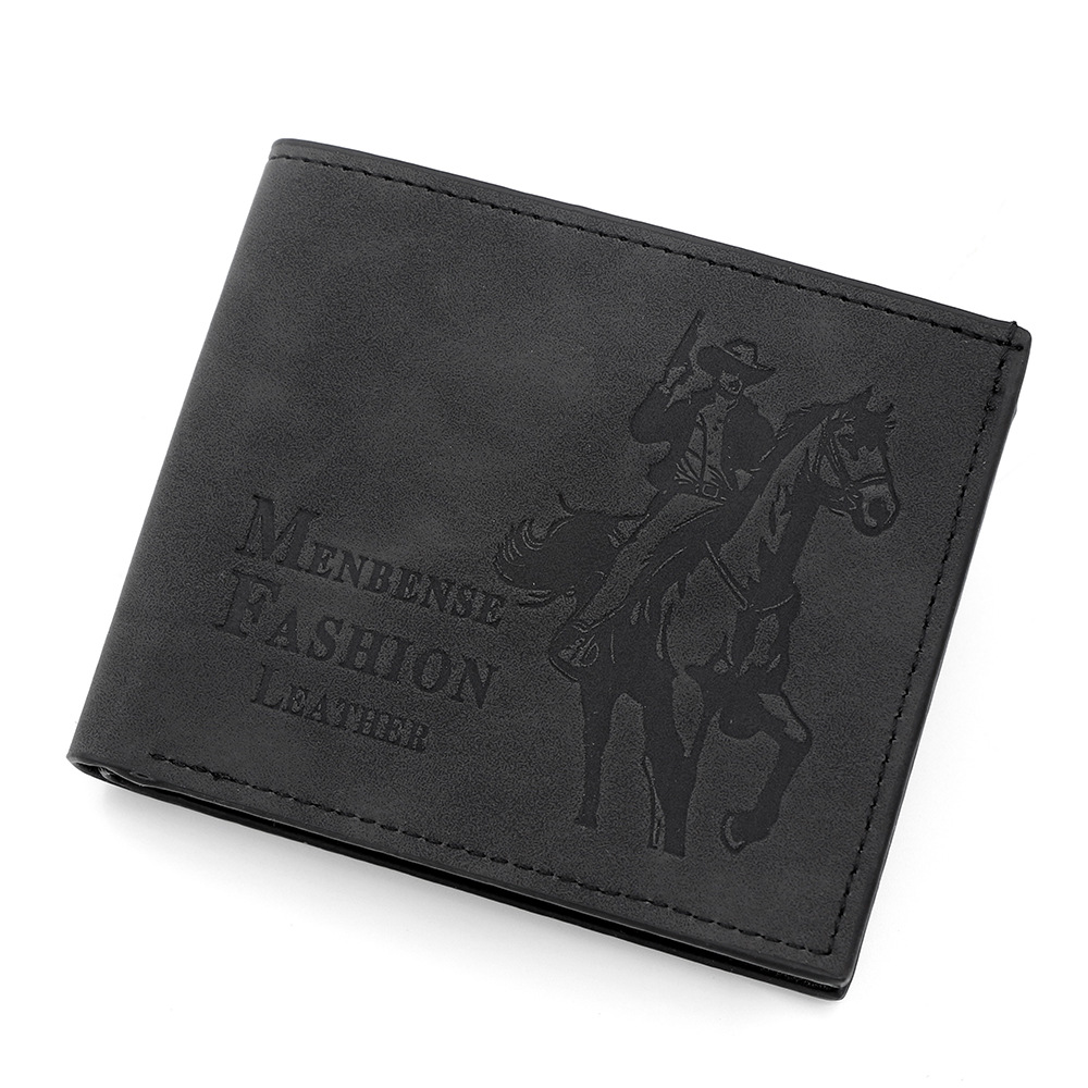 3-PCS Black Menbense Fashion Leather Wallet Set - Vintage Hunter Design