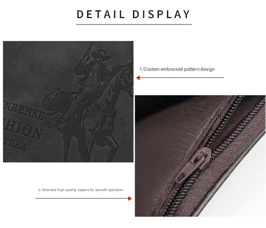 3-PCS Brown Menbense Fashion Leather Wallet Set - Vintage Hunter Design view 3